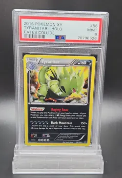 2016 POKEMON XY FATES COLLIDE TYRANITAR HOLO 56/124 - PSA 9 - MINT - Image 1