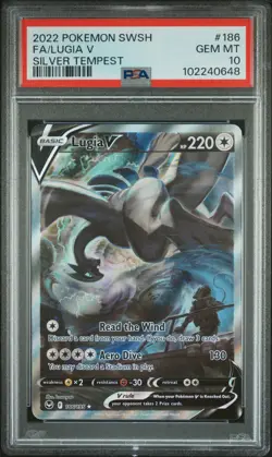 2022 POKEMON SWORD & SHIELD SILVER TEMPEST #186 FULL ART/LUGIA V PSA 10 - Image 1