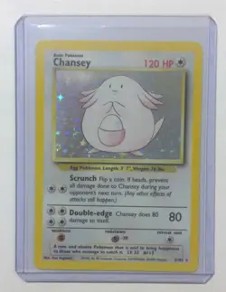 Pokemon TCG Chansey Base Set Holo Unlimited Rare Card 3/102 Near Mint Condition - Image 1