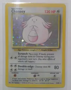 Pokemon TCG Chansey Base Set Holo Unlimited Rare Card 3/102 Near Mint Condition - Image 3