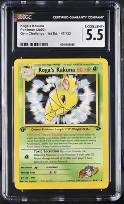 POKEMON 1st Edition Koga's Kakuna 47/132 Gym Challenge Regular - CGC 5.5 - Image 1