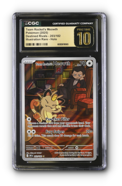 POKEMON 2025 Team Rocket's Meowth 203/182 Destined Rivals Holo - CGC PRISTINE 10 - Image 1