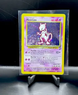 Pokemon Mewtwo 010/130 Base Set 2Holo Rare Basic Psychic Holo English - Image 1