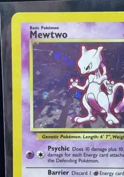 Pokemon Mewtwo 010/130 Base Set 2Holo Rare Basic Psychic Holo English - Image 2