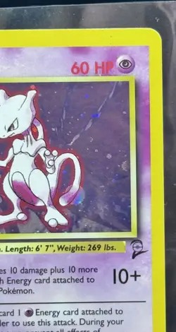 Pokemon Mewtwo 010/130 Base Set 2Holo Rare Basic Psychic Holo English - Image 3