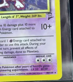 Pokemon Mewtwo 010/130 Base Set 2Holo Rare Basic Psychic Holo English - Image 4