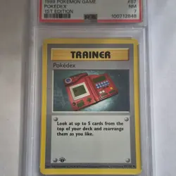 Pokemon TCG Pokedex 87/102 Base Set Shadowless 1st Edition Trainer PSA 7 - Image 1