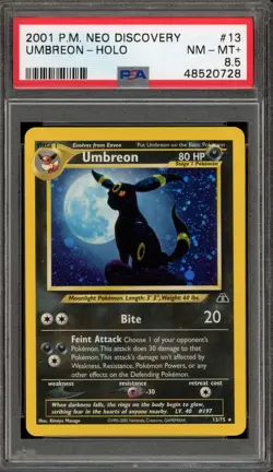 Pokemon Umbreon Neo Discovery Unlimited Holo Rare #13 PSA 8.5 - Image 1