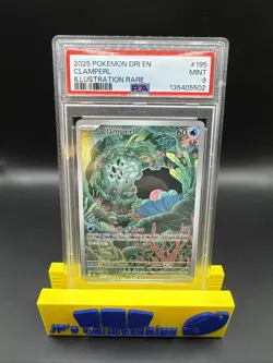 2025 POKEMON DRI EN-DESTINED RIVALS ILLUSTRATION RARE #195 CLAMPERL PSA 9 - Image 1