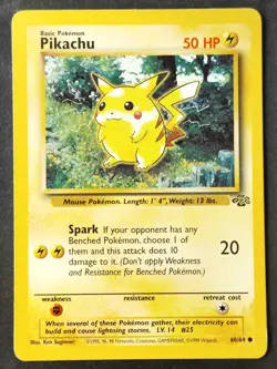 Pikachu 60/64 Vintage Jungle Regular, WOTC Pokemon 1999 (MP) - Image 1
