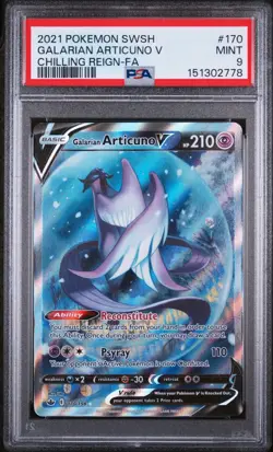 Galarian Articuno V Alt Art Chilling Reign-FA PSA 9 Mint Pokemon SWSH - Image 1