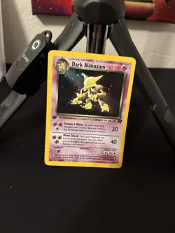 Pokemon Dark Alakazam TCG 1st Edition Holo Rare Card 1/82 Mp - Image 1