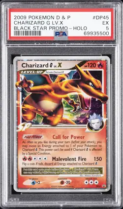 2009 POKEMON DIAMOND & PEARL BLACK STAR PROMO HOLO #DP45 CHARIZARD G LV.X PSA 5 - Image 1