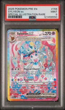 2025 POKEMON PRE EN-PRISMATIC EVOLUTIONS #156 SYLVEON EX PSA 9 - Image 1