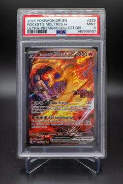 2025 POKEMON DRI ULTRA-PREMIUM COLLECTION #229 TEAM ROCKET'S MOLTRES EX PSA 9 - Image 1