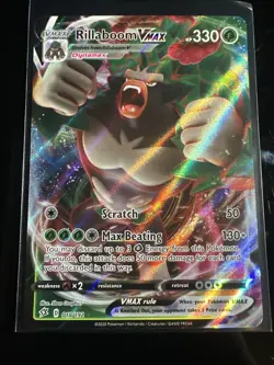 Pokemon TCG Rillaboom VMAX 018/192 SW&SH Rebel Clash (NM) Holo Full Art Rare - Image 1