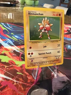 Pokemon TCG Hitmonchan Base Set 7/102 Holo Rare Unlimited - Image 2