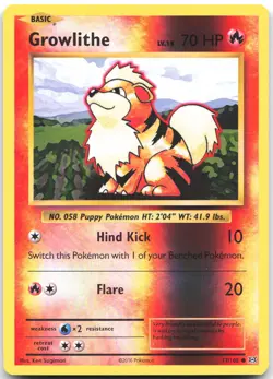 Growlithe 17/108 Common Evolutions Pokemon Reverse Holo Near Mint - Image 1