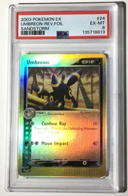 2003 POKEMON EX SANDSTORM UMBREON #24/100 | REVERSE HOLO | PSA 6 - Image 1