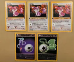 Rattata 66/82 x3, Energy 81 & 82 - Team Rocket - First Edition (1st) - Pokemon - Image 1