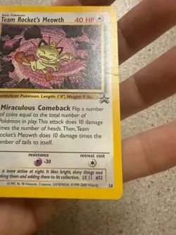 Pokemon Card - WoTC Black Star Promo Team Rocket's Meowth #18 LP - Image 4