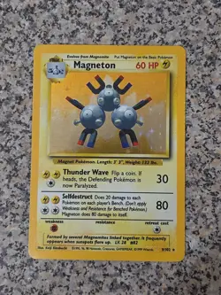 Pokemon TCG Magneton Base Set Holo Unlimited Rare Card 9/102 WOTC LP - Image 1