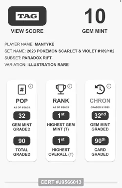 Mantyke Card 189/182 Paradox Rift-EN TAG 10 💯 - Image 4