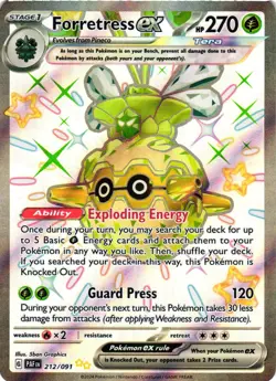 Pokemon TCG Paldean Fates Forretress EX Shiny Ultra Rare 212/091 NM - Image 1