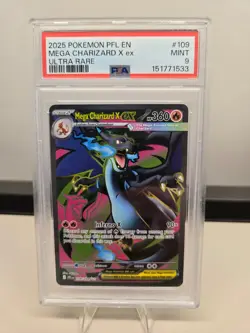 2025 POKEMON PHANTASMAL FLAMES MEGA CHARIZARD X EX HOLO ULTRA RARE #109 PSA 9 - Image 1