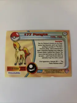 2000 Topps Pokemon TV Animation Edition Series 2 HOLO Foil Ponyta #77 BLUE LOGO - Image 3