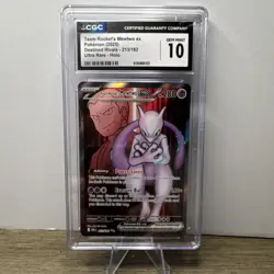 Pokemon Team Rocket's Mewtwo ex Ultra Rare Holo CGC 10 Sv10 213/182 - Image 1