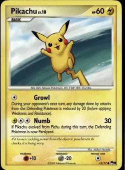 Pikachu Common POP Series 9 015/017 Lightning Normal Pokemon Card - Image 1
