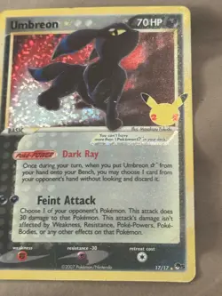 25Umbreon Gold Star ☆ 17/17 POP Series 5 Pokemon Card – DAMAGED / CREASED – RARE - Image 2