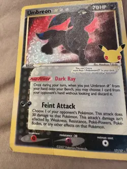 25Umbreon Gold Star ☆ 17/17 POP Series 5 Pokemon Card – DAMAGED / CREASED – RARE - Image 3