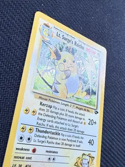 Pokemon TCG Card English Gym Challenge Lt. Surge's Raichu 11/132 Holo Rare 2000 - Image 2