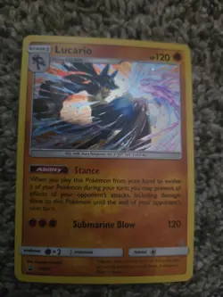 Pokemon Lucario Promo Holo SM SM54 Stage 1 120 HP Stance Submarine Blow Card - Image 1