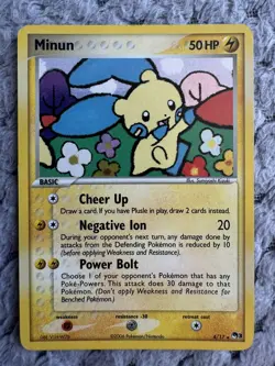 Minun 4/17 Pop Series 3 Holo Pokemon Card LP / MP - Image 1