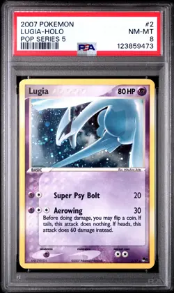 2007 POKEMON POP SERIES 5 #2 LUGIA-HOLO PSA 8 - Image 1