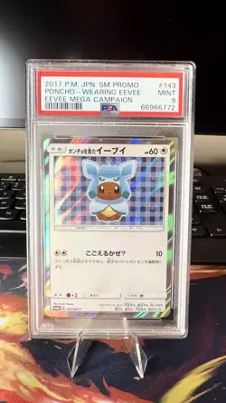 Pokemon PSA 9 Poncho-Wearing Eevee - Glaceon - 143/SM-P SM Promo Japanese - Image 1