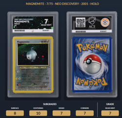 Pokemon Neo Discovery Magnemite Holo 7/75 Ace Graded 7 Near Mint Swirl - Image 4