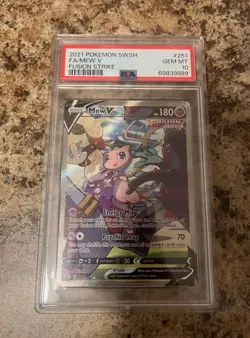 2021 POKEMON SWORD & SHIELD FUSION STRIKE #251 FULL ART/MEW V PSA 10 - Image 1