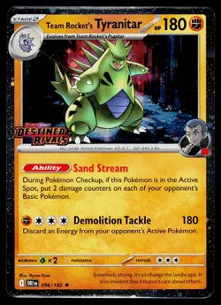 Team Rocket's Tyranitar (Prerelease) 096/182 Cosmo Holo Pokemon Near Mint - Image 1