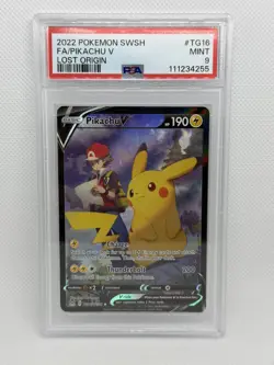 PSA 9 Pokemon PIkachu V 2022 Ultra Rare SWSH Lost Origin TG16/TG30 - Image 1