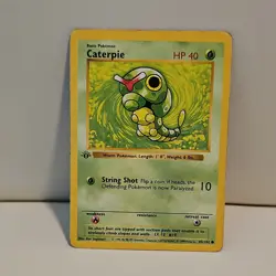 Pokemon Caterpie 045/102 Base Set Shadowless 1st Edition Regular Card - Image 1