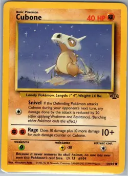 Cubone 50/64 Non Holo Jungle - Pokemon Card - NM - Image 1