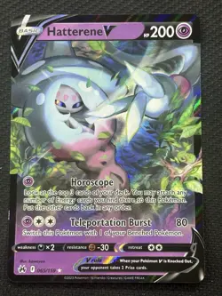 Pokemon Hatterene V 065/159 Crown Zenith Ultra Rare Holo Basic 200HP Card - Image 1