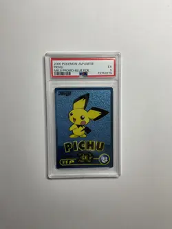 2000 Pokemon Japanese Meiji Promo - Blue Foil Pichu PSA 5 - Image 1