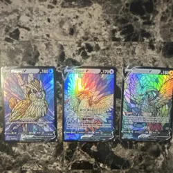 Stained Glass fan art Pokemon TCG Pidgey V, Pidgeotto V, Pidgeot V Foil Card Lot - Image 1