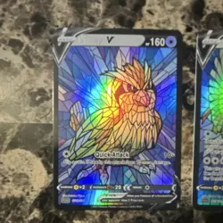 Stained Glass fan art Pokemon TCG Pidgey V, Pidgeotto V, Pidgeot V Foil Card Lot - Image 2