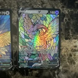 Stained Glass fan art Pokemon TCG Pidgey V, Pidgeotto V, Pidgeot V Foil Card Lot - Image 4